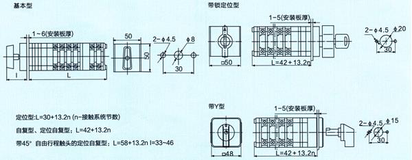 LW12-16系列萬(wàn)能轉(zhuǎn)換開(kāi)關(guān)外形和安裝尺寸 LW12-16系列萬(wàn)能轉(zhuǎn)換開(kāi)關(guān)外形和安裝尺寸