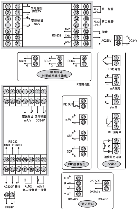 SWP-T805光柱調節(jié)器接線圖