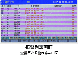 觸摸式無(wú)紙記錄儀報(bào)警列表畫(huà)面 觸摸式無(wú)紙記錄儀報(bào)警列表畫(huà)面