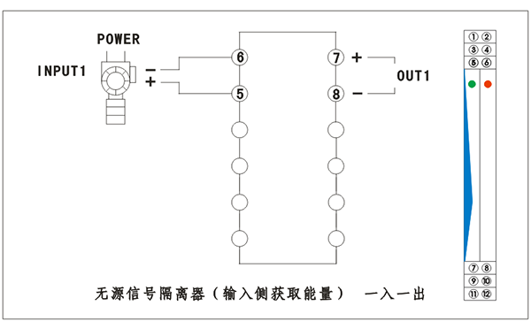 無源信號(hào)隔離器(輸入側(cè)獲取能量)接線圖 無源信號(hào)隔離器(輸入側(cè)獲取能量)接線圖
